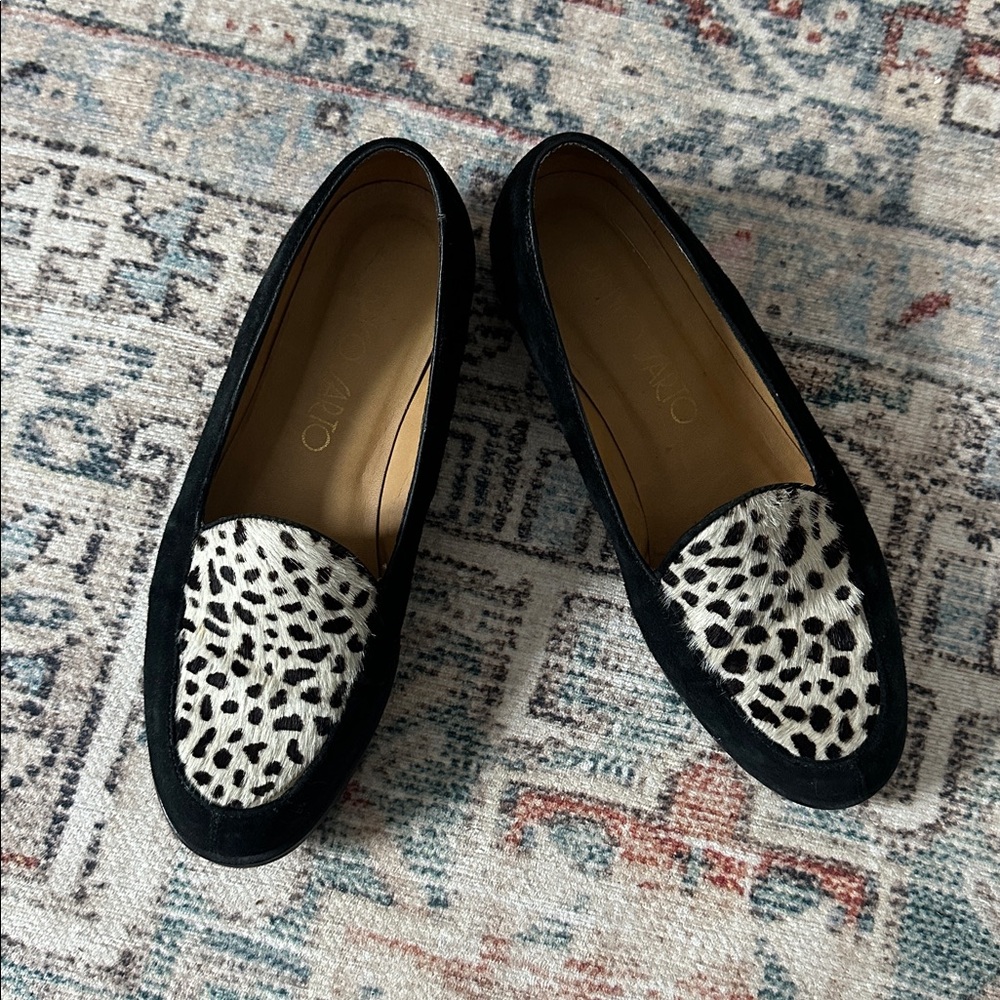 Franco Sarto Loafer Flats Womens Leopard Calf Hair Leather Chic Slip On Size 8 M